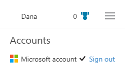 Sign out option in upper-right of Bing.com page