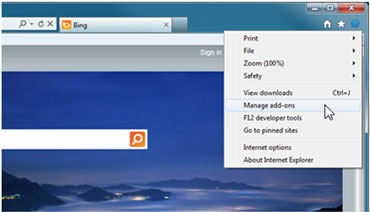 Immagine del menu degli strumenti di Internet Explorer