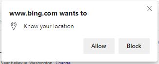 Screenshot of browser asking for location