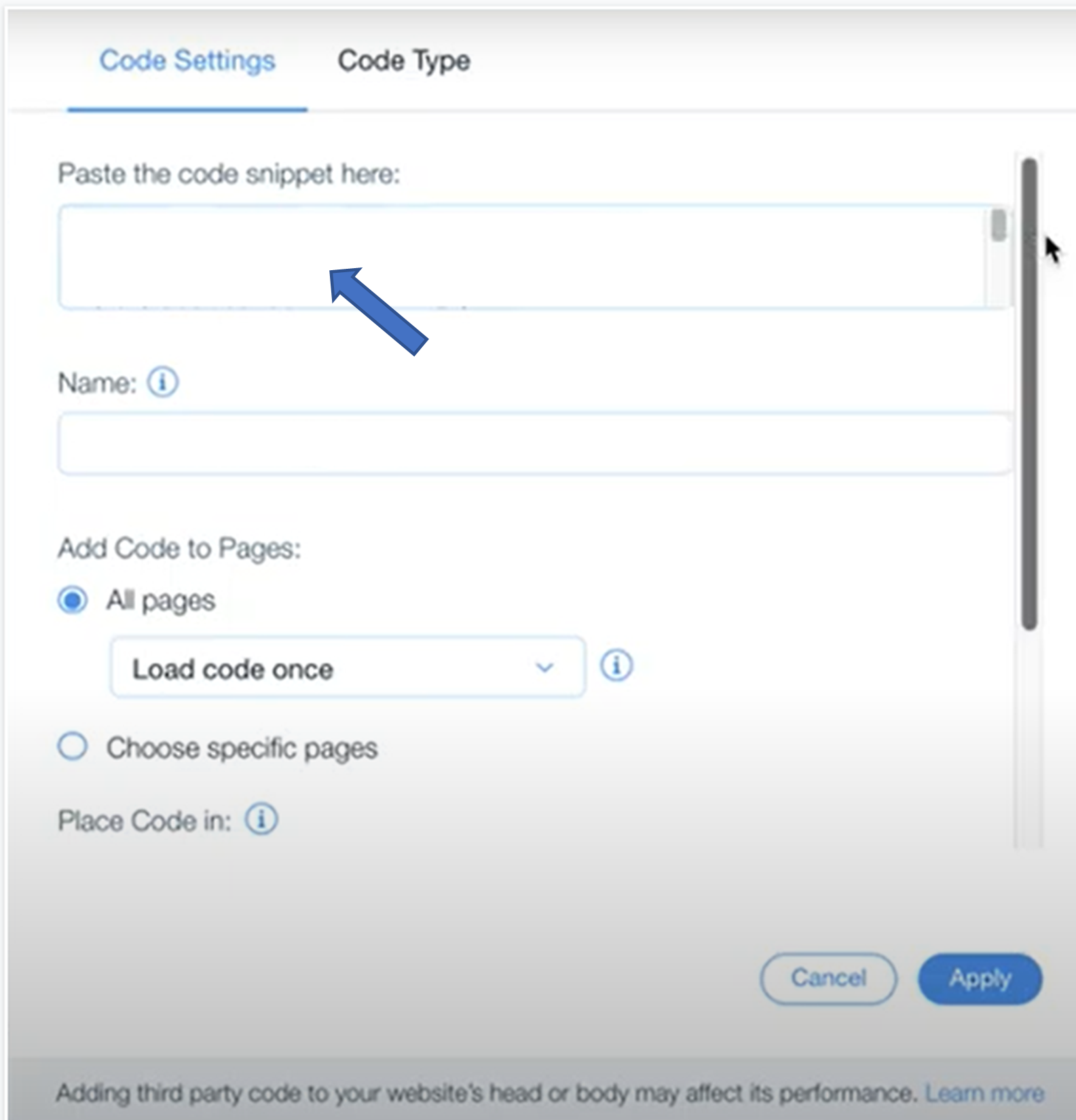 スマート キャンペーン: Wix を使用してトラッキング タグを設定する