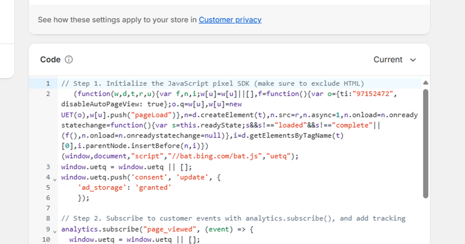 Edit code in the themes section of Shopify