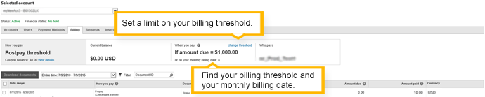billing summary - postpay threshold account